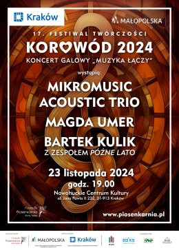 Kraków Wydarzenie Koncert 17. Festiwal Twórczości KOROWÓD – ,,Muzyka łączy” Koncert Galowy z udziałem Micromusic Acoustic TRIO