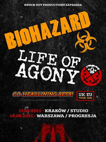 Kraków Wydarzenie Koncert Biohazard, Life Of Agony