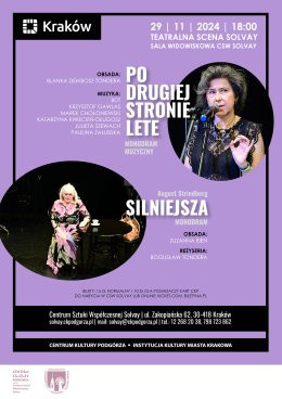 Kraków Wydarzenie Spektakl 29.11.2024/godz. 18.00 – PO DRUGIEJ STRONIE LETE/SILNIEJSZA August Strindberg-monodram