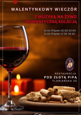 Kraków Wydarzenie Koncert Walentynki - Romantyczna kolacja z muzyką na żywo