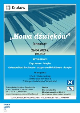 Kraków Wydarzenie Koncert 26.04.2024 - Koncert kameralny „Mowa dźwięków", Dwór Czeczów